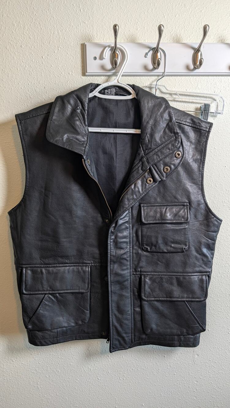 Men's Leather Vest Jacket Size Medium